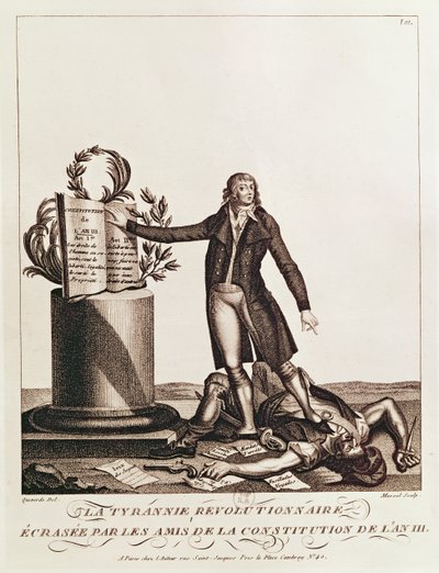 De tiran van de revolutie verpletterd door de aanhangers van de Grondwet van An III, gegraveerd door Massol door Francois Maria Isidore Queverdo